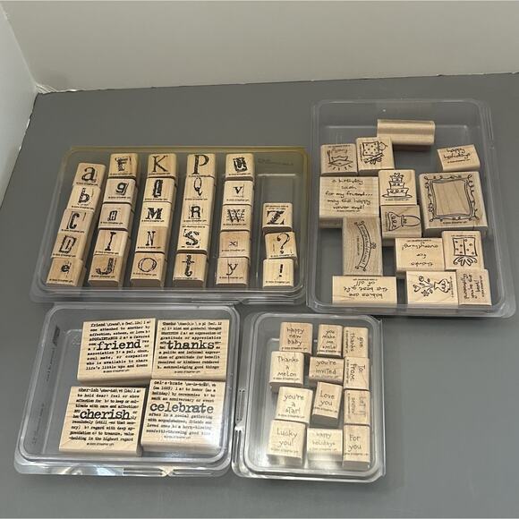Stampin' UP Wooden Rubber Stamps Lot Multiple Themes Some Unused And New - Picture 1 of 9